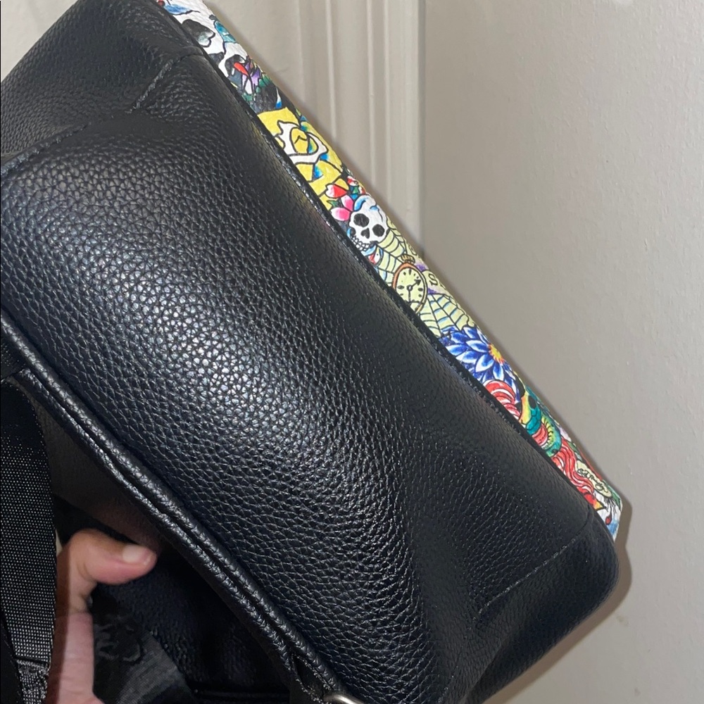 Ed Hardy Black Backpack with Colorful Tattoo Art - Picture 9 of 11